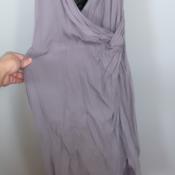 Dusty Lavender & Black Lace Front Twist Asymmetric Dress - Picture 4 of 10